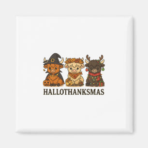 Aimant Hallothanksmas Trio de vaches Halloween Thanksgivi