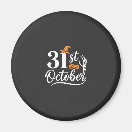 Aimant Halloween 31 octobre Citrouille Sorcière Chapeau D (Devant)