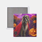 Aimant Halloween Afghan Hound Vampire Citrouilles effroi (Recto/Verso)