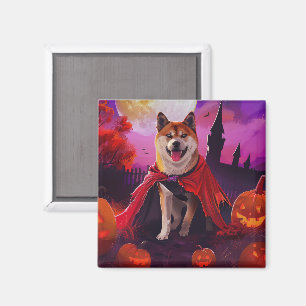 Aimant Halloween Akita Vampire Citrouilles Épouvantable
