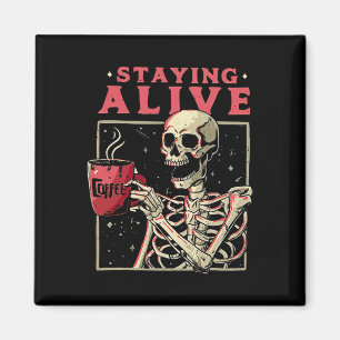 Aimant Halloween amusant Rester en vie Café Skeleton Séjo