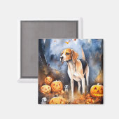 Aimant Halloween Anglais Foxhound Avec Citrouille (Recto/Verso)