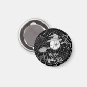 Aimant Halloween balai sorcière, globe oculaire effrayant (Recto/Verso)