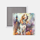 Aimant Halloween Basset Hound Avec Crainte Citrouille (Recto/Verso)