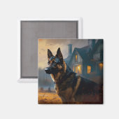 Aimant Halloween berger allemand effroi (Recto/Verso)