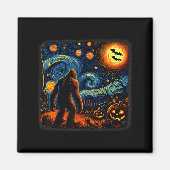 Aimant Halloween Bigfoot Starry Night Van Gogh Sasquatch  (Devant)