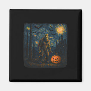 Aimant Halloween Bigfoot Starry Night Van Gogh Sasquatch