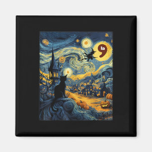 Aimant Halloween Black Cat Comma La Starry Night Art Kama