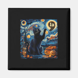 Aimant Halloween Black Cat Comma La Starry Night Art Kama