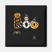 Aimant Halloween Boo Owl Avec Sorcière Casquette Araignée (Devant)