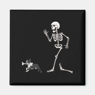 Aimant Halloween Boston Terrier Et Skeleton