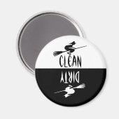 Aimant Halloween Broomstick Clean Dirty Dishwasher (Recto/Verso)