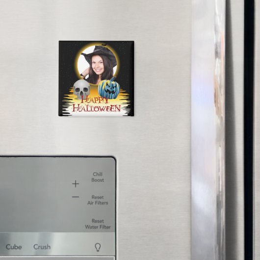 Aimant Halloween Cadre photo Crâne et Jack o' Lantern (In situ (réfrigérateur))