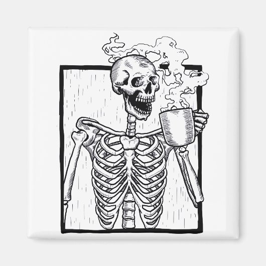 Aimant halloween café boire squelette (Devant)