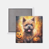 Aimant Halloween Cairn Terrier Avec La Peur Citrouille (Recto/Verso)