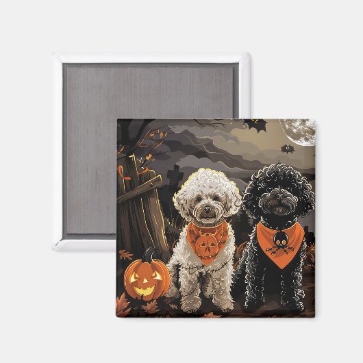 Aimant Halloween caniche Éffrayant (Recto/Verso)