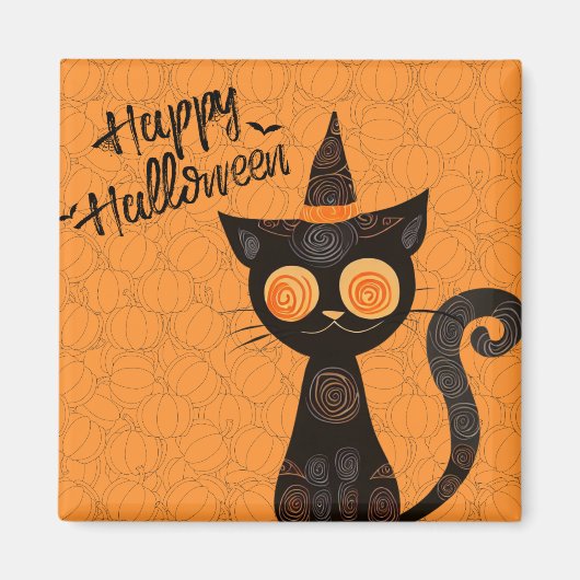 Aimant Halloween/chat/citrouille/automne (Devant)