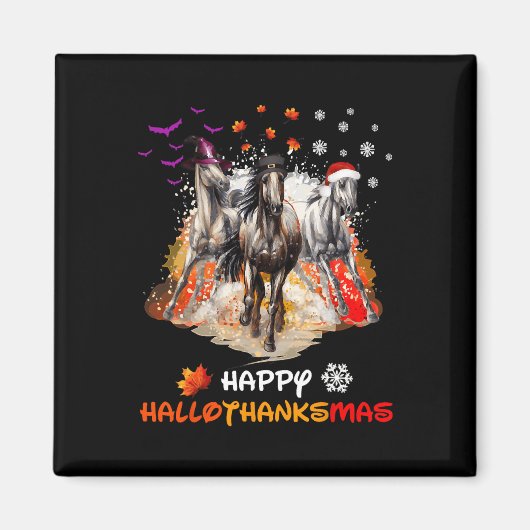 Aimant Halloween Cheval Et Joyeux Noël Joyeux Hallotha (Devant)