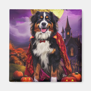 Aimant Halloween Chien de Montagne Bernois Citrouilles Ép