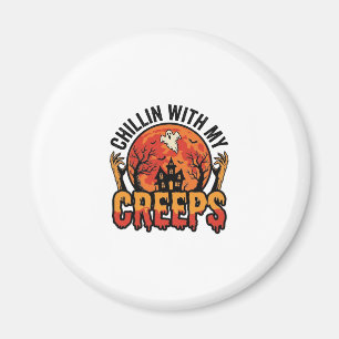 Aimant Halloween Chillin avec mes Creeps Vintage T-Shirt