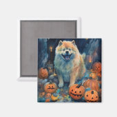 Aimant Halloween Chow Chow Avec La Peur Citrouille (Recto/Verso)