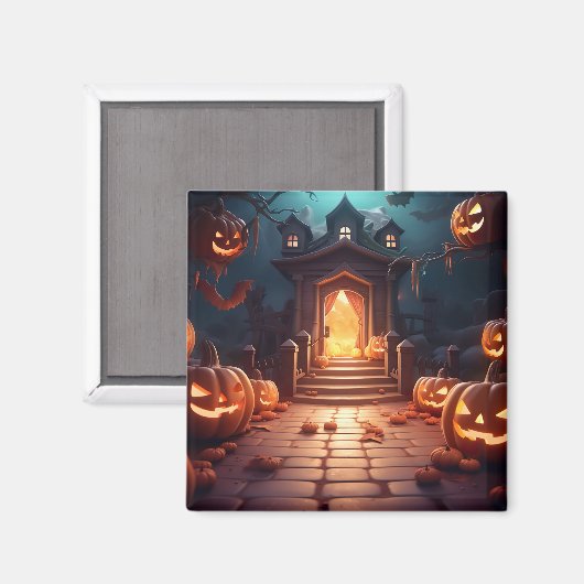 Aimant Halloween Citrouille brillant (Recto/Verso)