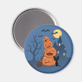 Aimant Halloween Citrouilles et chat noir (Recto/Verso)