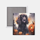 Aimant Halloween Cocker Spaniel Avec Citrouilles (Recto/Verso)