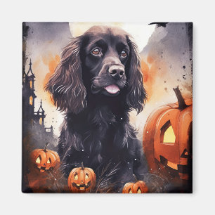 Aimant Halloween Cocker Spaniel Avec Citrouilles
