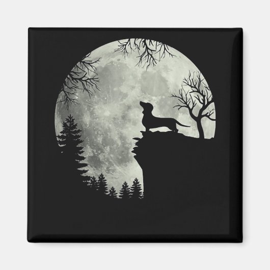 Aimant Halloween Dachshund Et Lune (Devant)