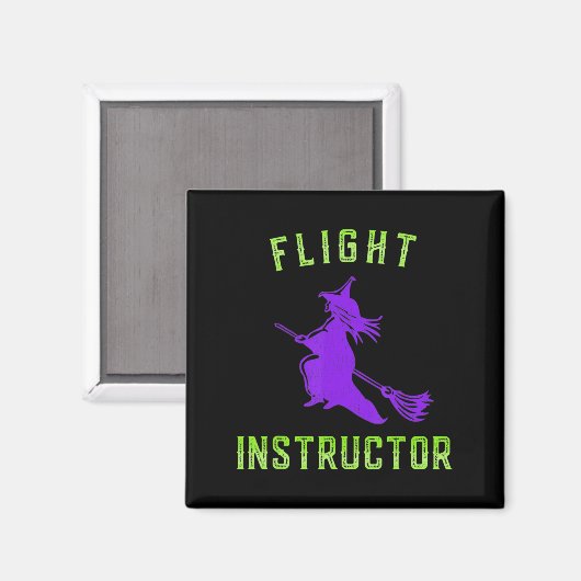 Aimant Halloween de sorcière instructeur de vol (Recto/Verso)