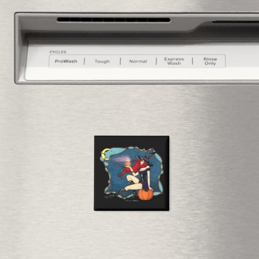 Aimant Halloween de sorcière rousse (In Situ (Lave-vaisselle))