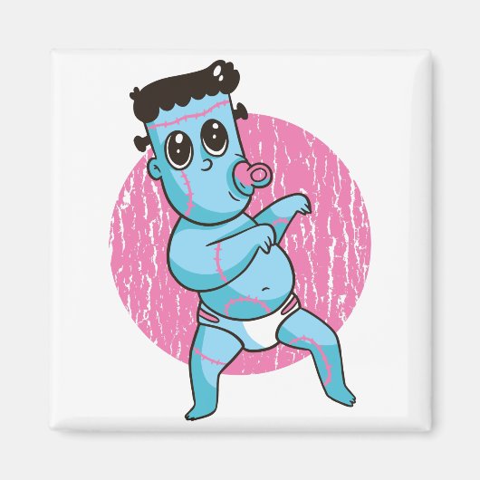 Aimant Halloween Drôle de Monstre Zombie - Bébé Frankenst (Devant)