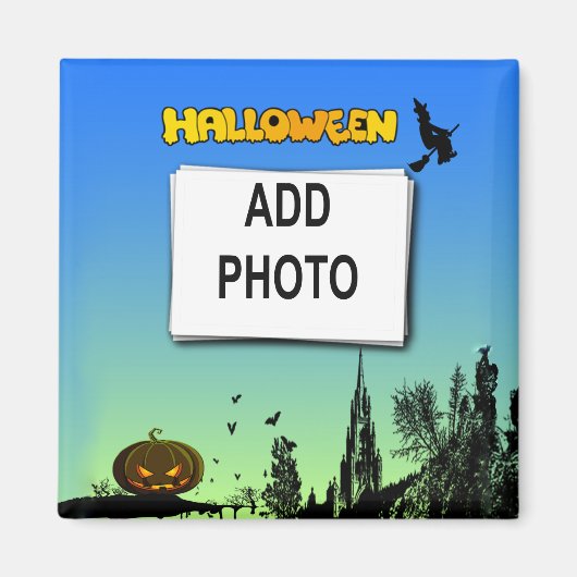 Aimant Halloween Dusk with Witch Ajouter cadre photo (Devant)