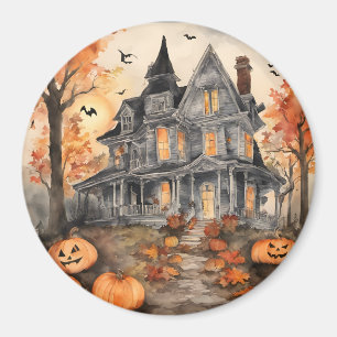 Aimant Halloween Éffrayant de la vieille maison d'IA