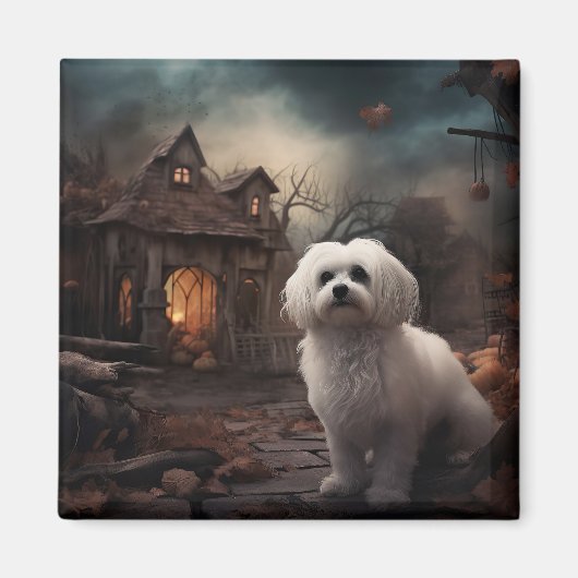 Aimant Halloween effrayant maltais (Devant)