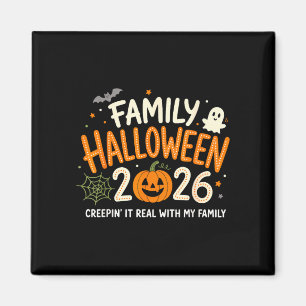 Aimant Halloween en famille 2026 citrouille fantôme drôle