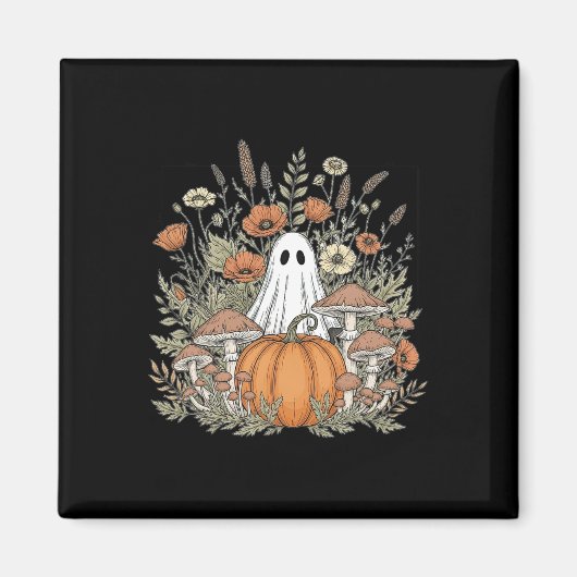 Aimant Halloween Fantôme saison Éffrayante Retro Boho Flo (Devant)