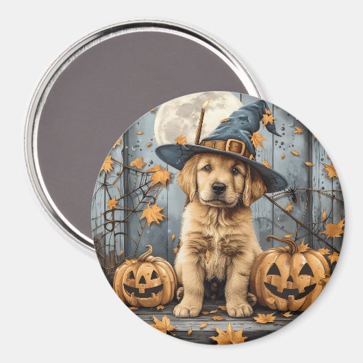 Aimant Halloween Golden Retriever Puppy Jack O Lanterns (Recto/Verso)