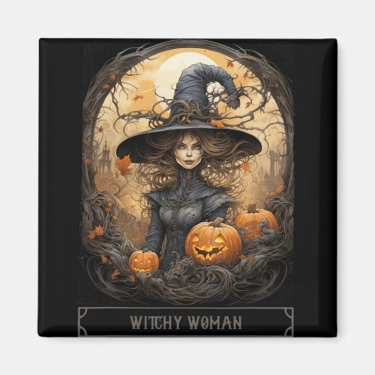 Aimant Halloween gothique Wiccan en cuisine vintage (Devant)