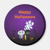 Aimant Halloween Graveyard Éffrayant Cute Skeleton & Ghos (Devant)