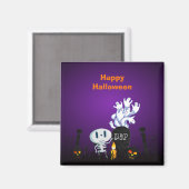Aimant Halloween Graveyard Éffrayant Cute Skeleton & Ghos (Recto/Verso)