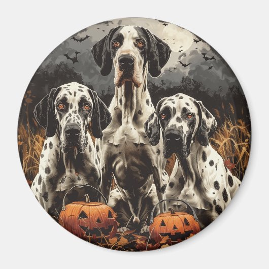 Aimant Halloween Great Dane Dogs Jack-o'-lantern (Devant)
