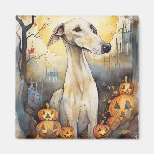 Aimant Halloween Greyhound Avec La Peur Citrouille (Devant)