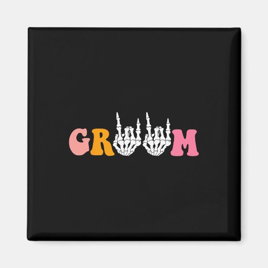 Aimant Halloween Groom Bride Squelette Mariage main Bache (Devant)