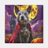Aimant Halloween Halloween Chien Heeler Citrouille peur (Devant)
