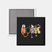 Aimant Halloween Infirmière Stethoscope mignonette Scrub  (Recto/Verso)