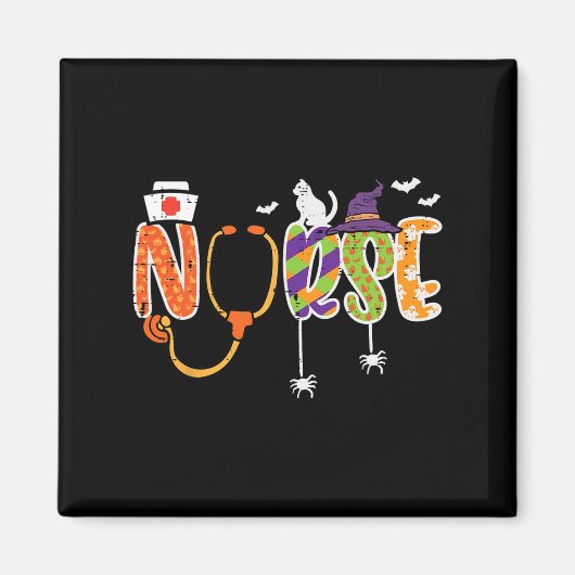 Aimant Halloween Infirmière Stethoscope mignonette Scrub  (Devant)