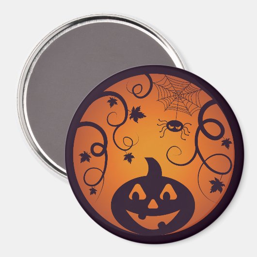 Aimant Halloween Jack-o'-lantern citrouille visage et ara (Recto/Verso)
