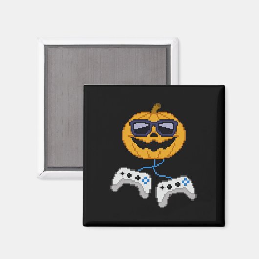 Aimant Halloween Jack-o'-lantern Pixeleleled Jeu Gamer Bo (Recto/Verso)